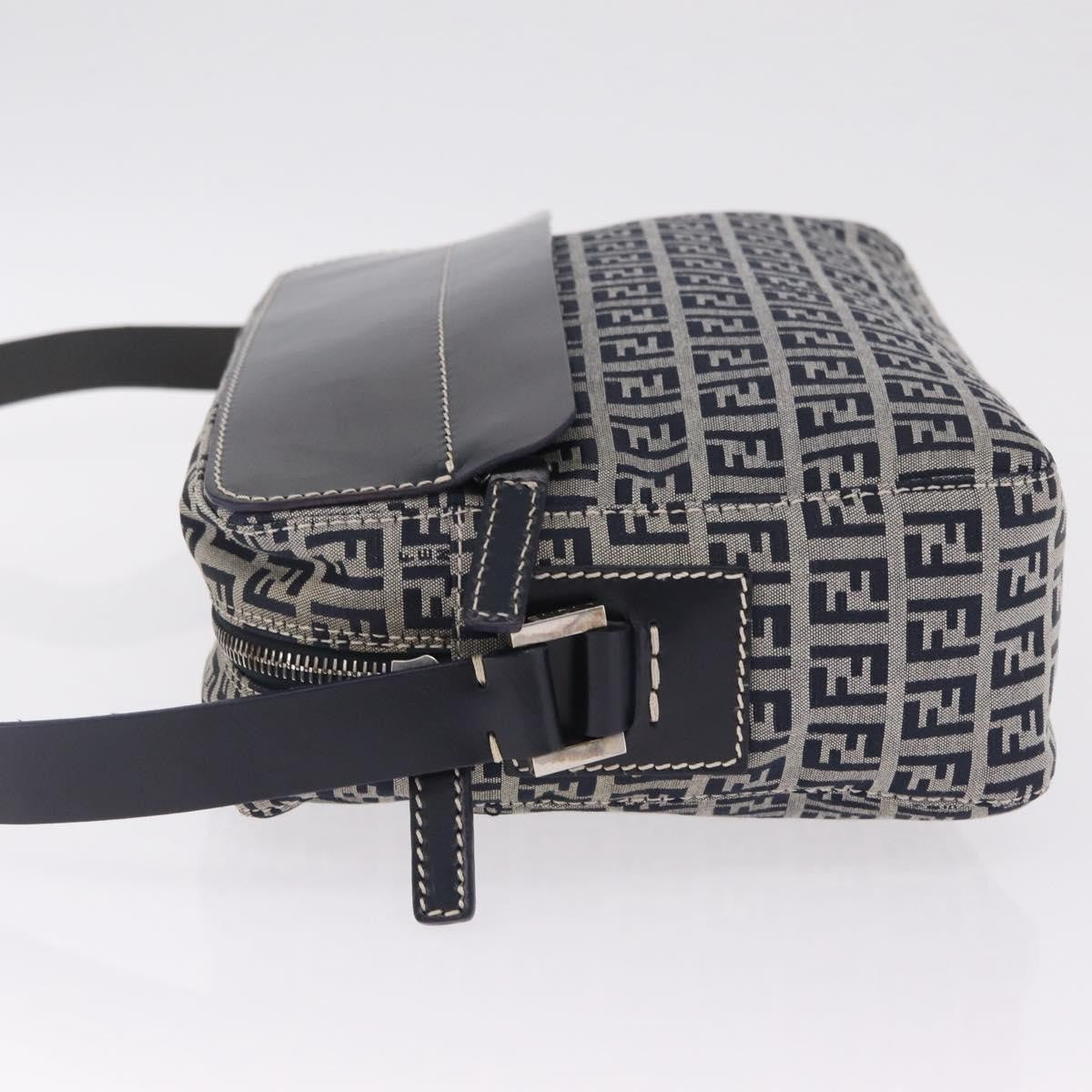 Fendi Shoulder Zucchino Canvas, Navy, Canvas, Shoulder Bag