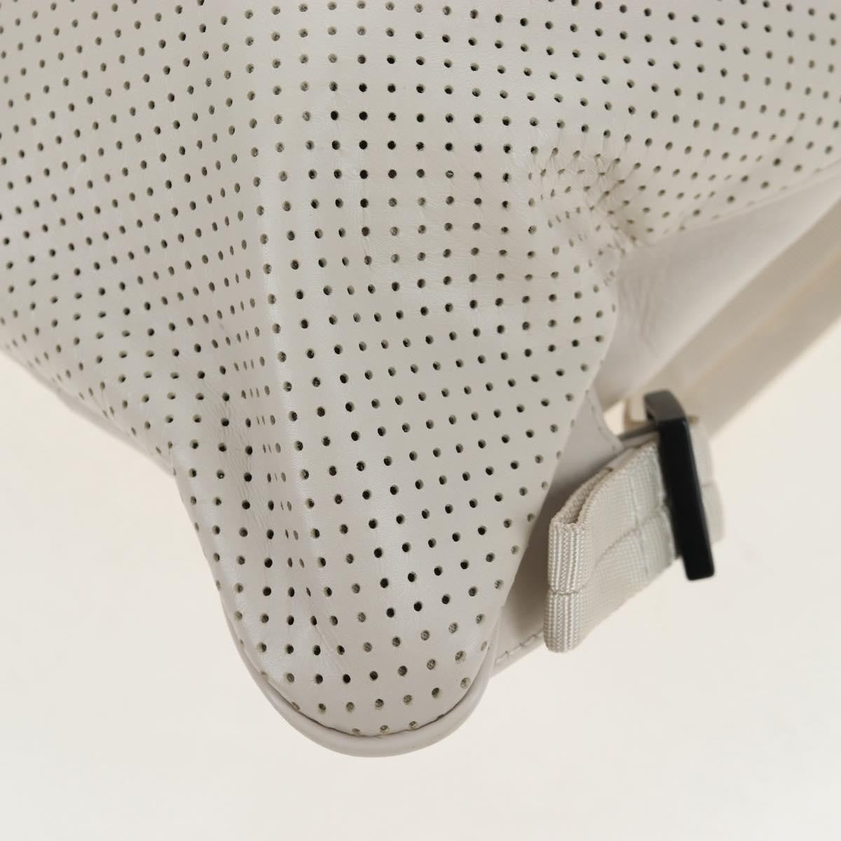 Bottega Veneta Drawstring Perforated Leather, Beige, Leather, Shoulder Bag