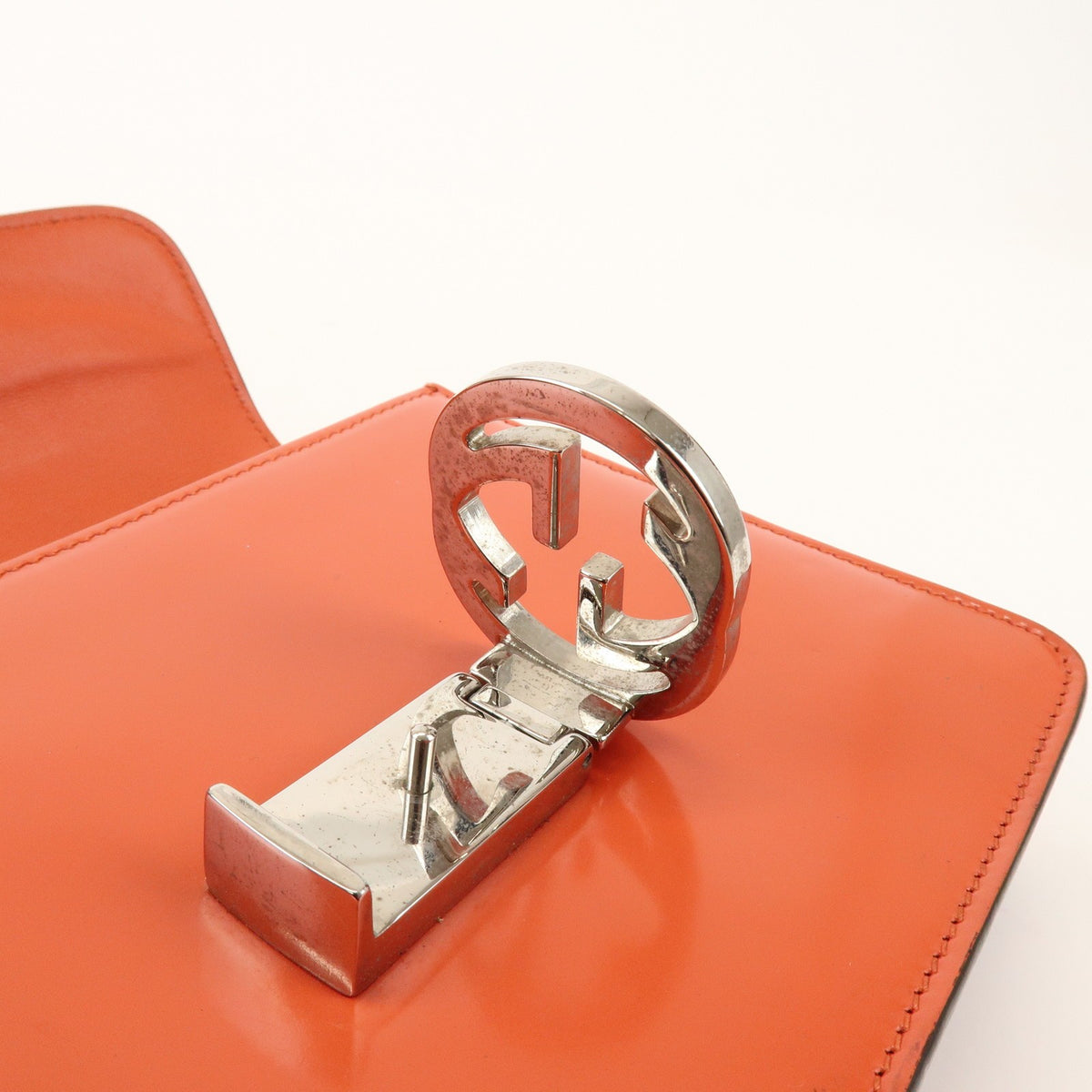 Gucci Interlocking Patent, Orange, Patent Leather, Shoulder Bag