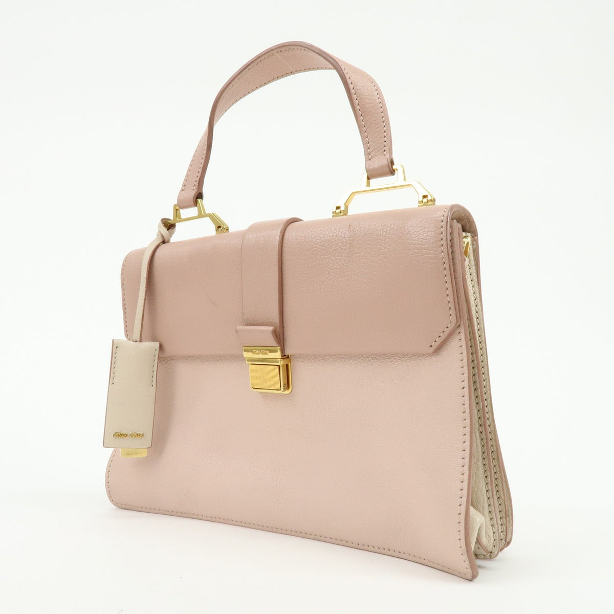 Miu Miu Madras Convertible Compartment Top Handle Leather, Pink, Leather, Handbag