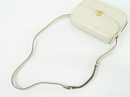Celine Flap Shoulder Leather, Beige, Leather, Shoulder Bag