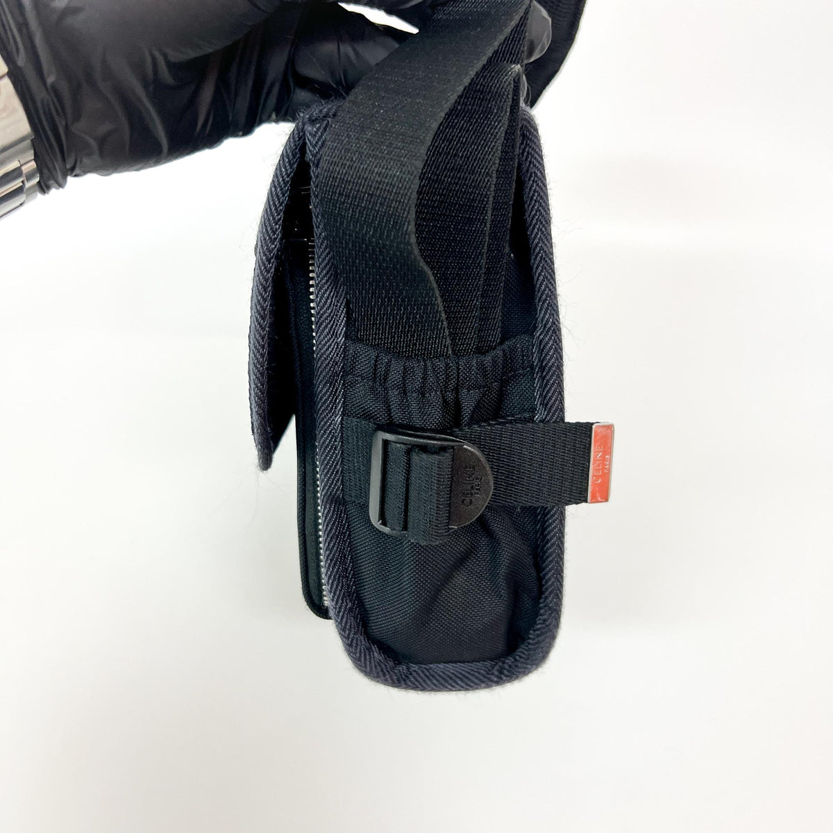 Celine Logo Trekking Messenger Nylon, Black, Nylon, Crossbody Bag
