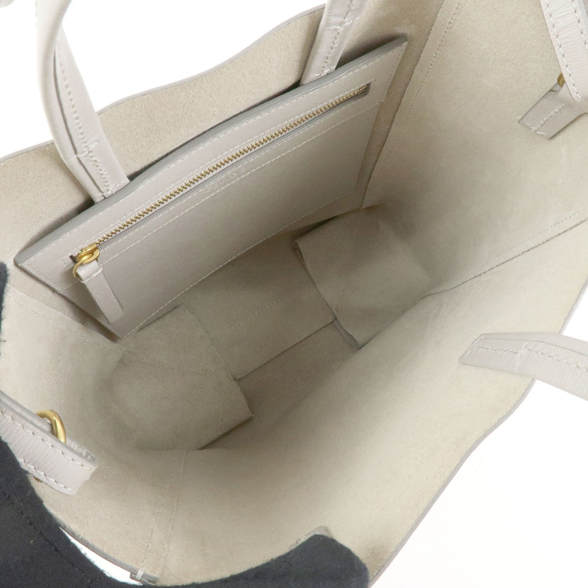 Celine Vertical Cabas Leather, Beige, Leather, Tote Bag