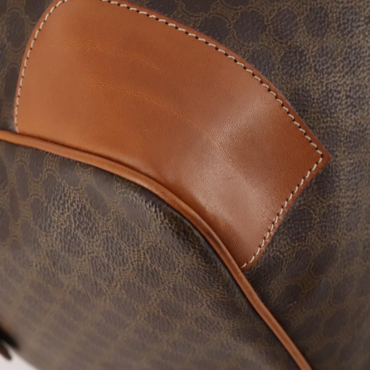 Celine Vintage Duffle Canvas and Leather, Brown, Canvas, Travel Bag