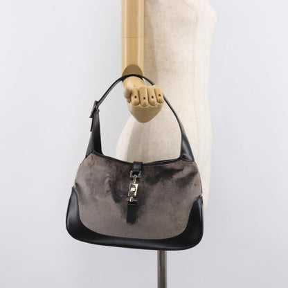 Gucci Vintage Jackie Shoulder Velvet and Leather, Black, Velvet, Handbag