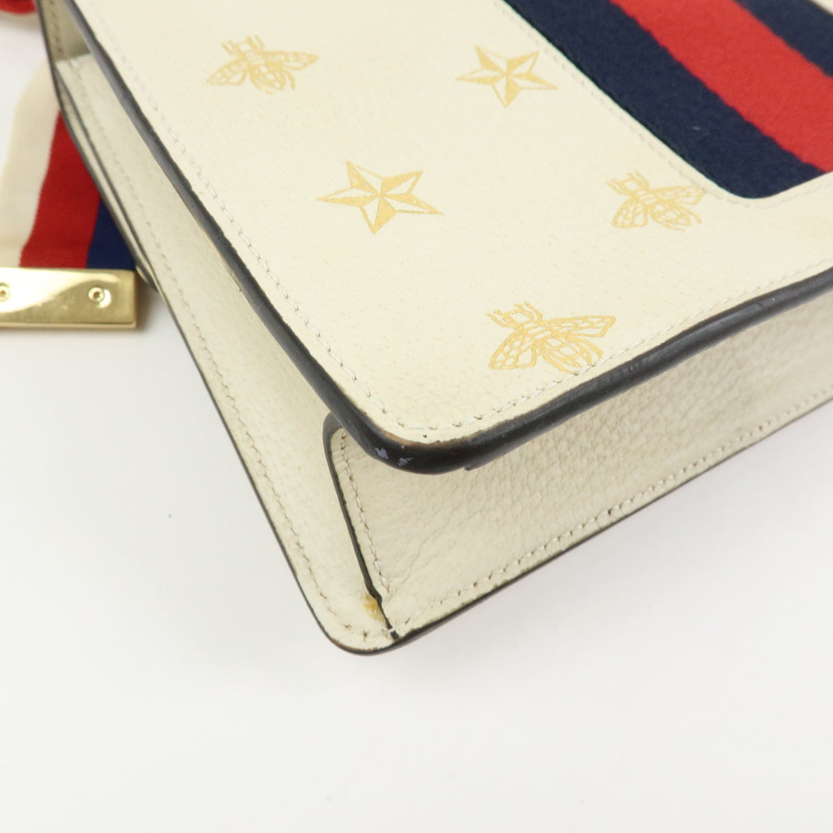 Gucci Sylvie Printed Leather, Beige, Leather, Shoulder Bag