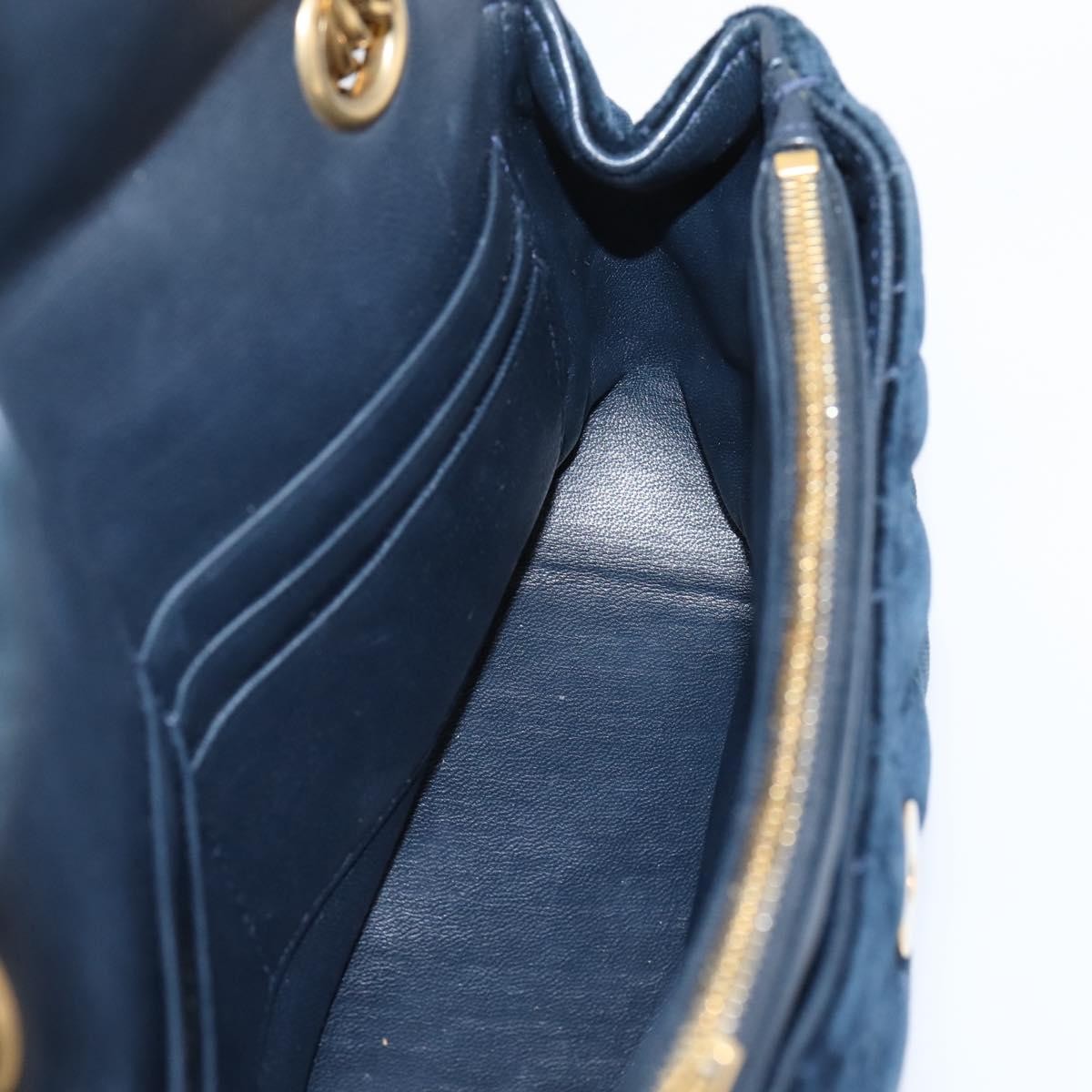 Balenciaga BB Chain Round Quilted Velvet, Navy, Velvet, Shoulder Bag