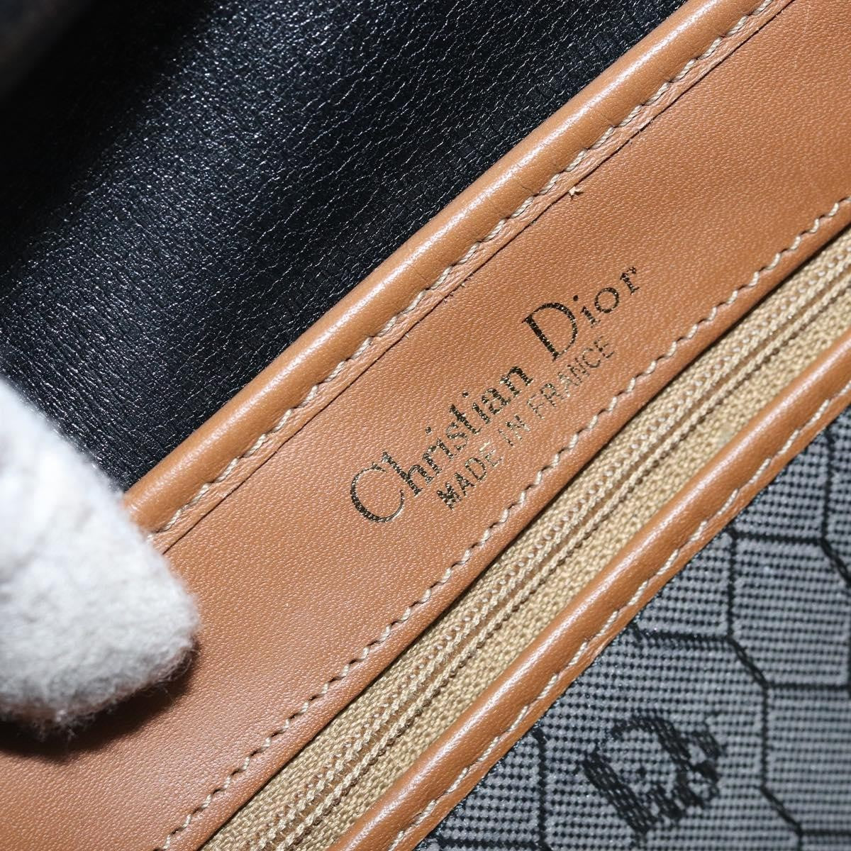 Christian Dior Vintage Honeycomb Flap Canvas and Leather, Black, Canvas, Shoulder Bag