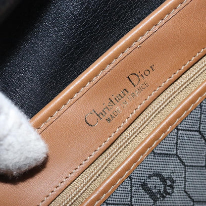 Christian Dior Vintage Honeycomb Flap Canvas and Leather, Black, Canvas, Shoulder Bag