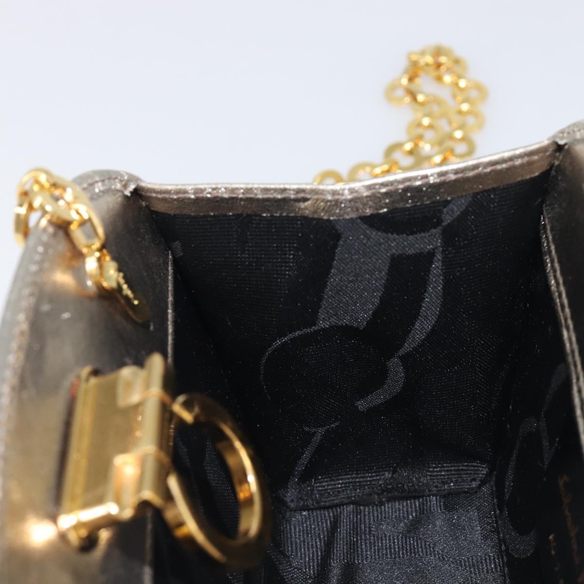 Salvatore Ferragamo Gancini Chain Leather, Gold, Leather, Shoulder Bag