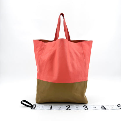 Celine Vertical Bi-Cabas Leather, Pink, Leather, Tote Bag