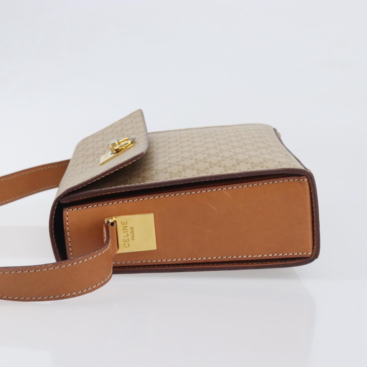 Celine Macadam Leather, Beige, Canvas, Shoulder Bag
