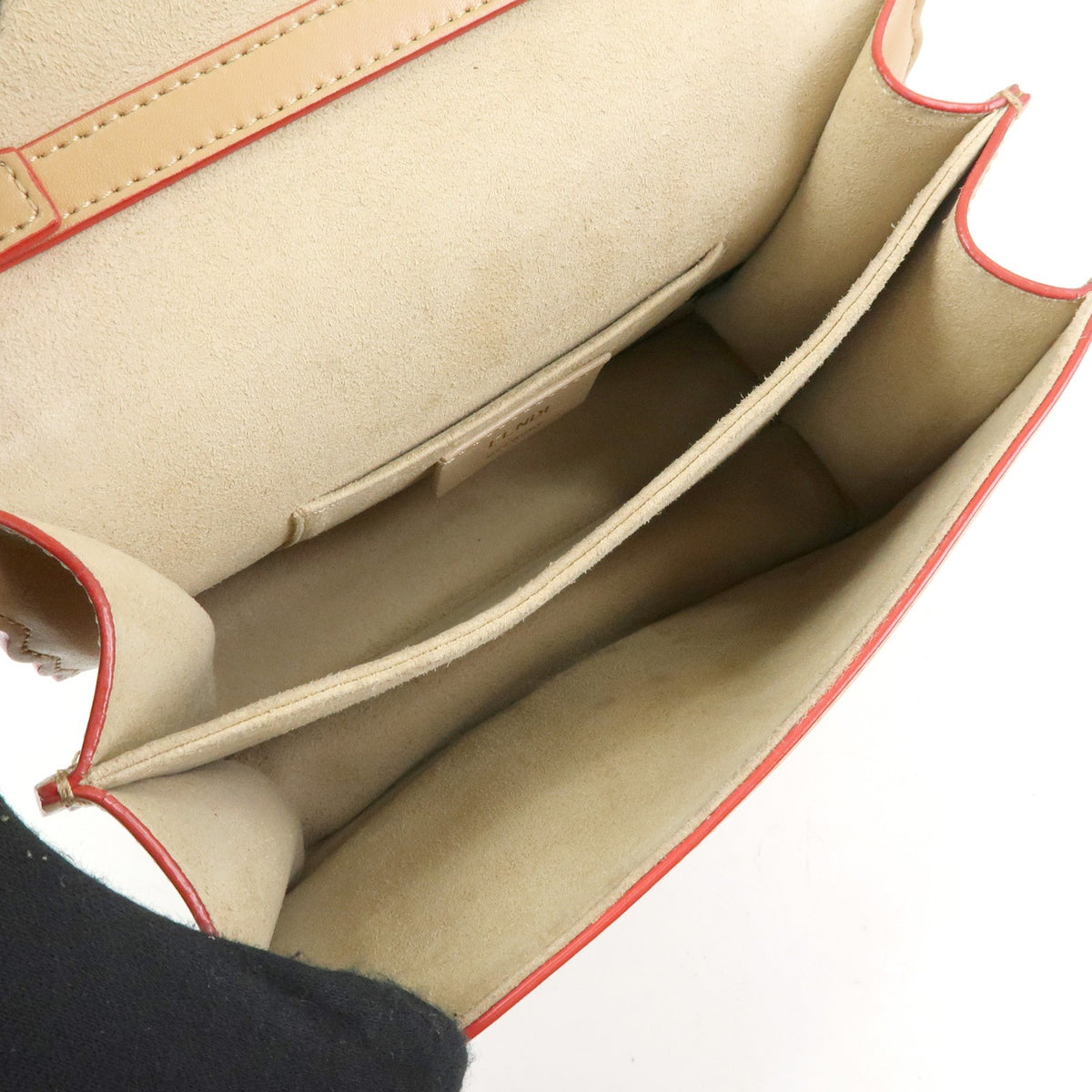 Fendi Kan I Leather, Beige, Leather, Shoulder Bag