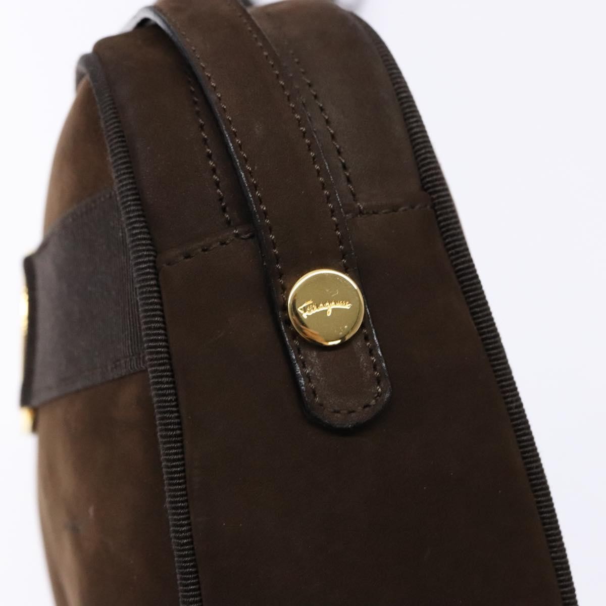 Salvatore Ferragamo Vala Suede, Brown, Suede, Shoulder Bag