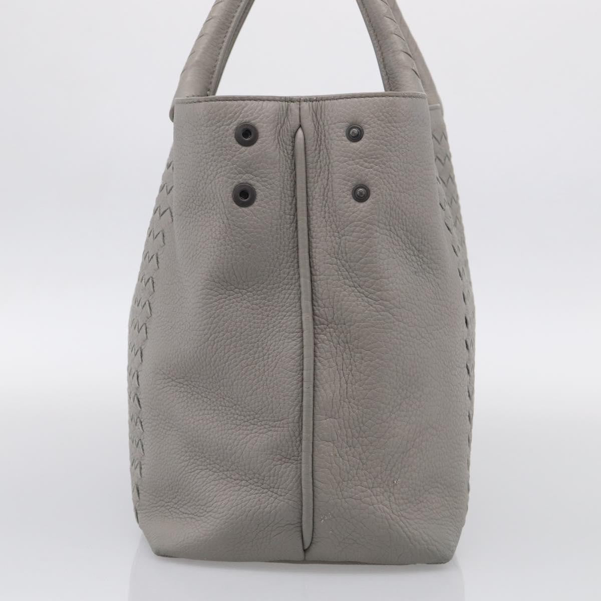Bottega Veneta Side Snap Leather and Intrecciato Nappa, Gray, Leather, Tote Bag