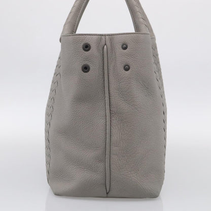 Bottega Veneta Side Snap Leather and Intrecciato Nappa, Gray, Leather, Tote Bag