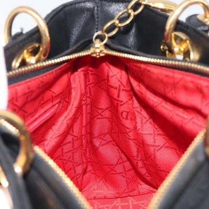 Christian Dior Vintage Lady Dior Cannage Quilt Lambskin, Black, Leather, Handbag
