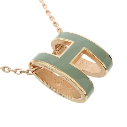 Hermes Pop H Pendant Chain Metal and Enamel, Pink, Rose Gold, Necklace