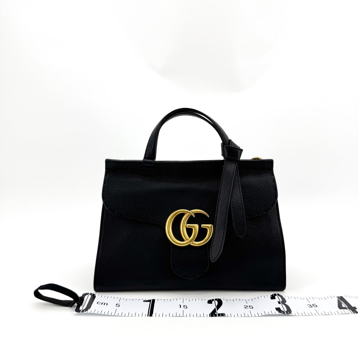 Gucci GG Marmont Top Handle Leather, Black, Leather, Handbag