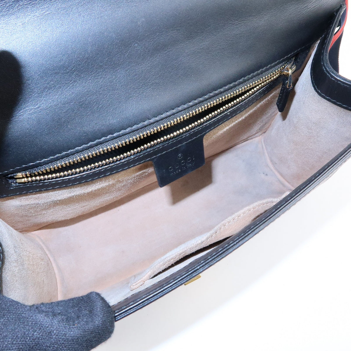 Gucci Sylvie Leather, Black, Leather, Shoulder Bag