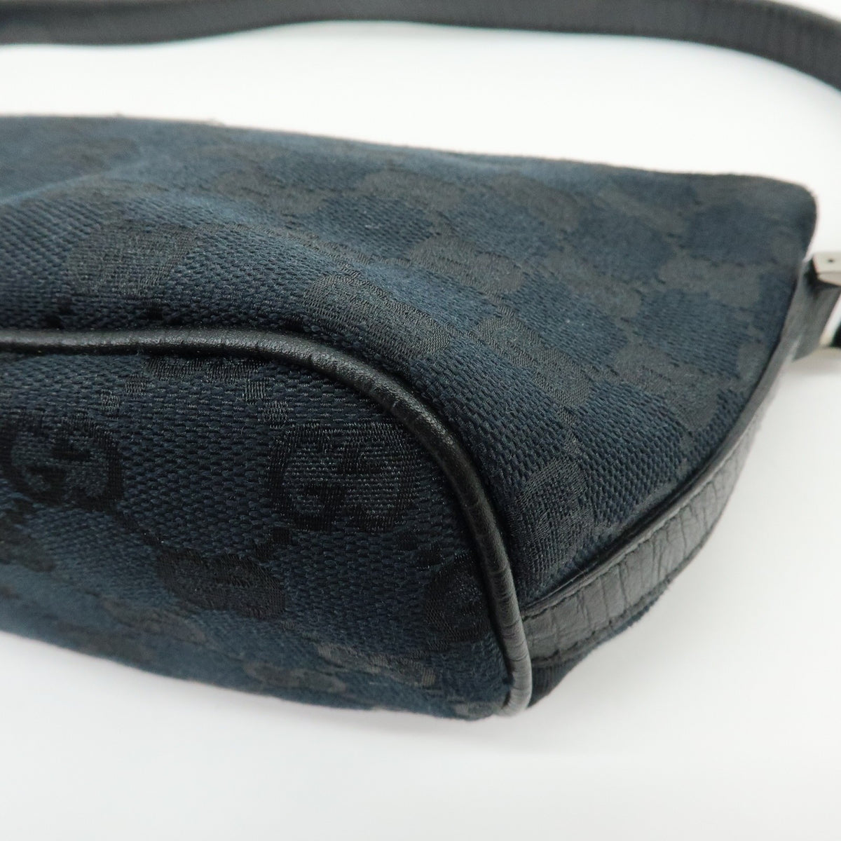 Gucci Boat Pochette GG Denim, Black, Canvas, Clutch