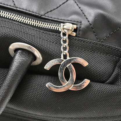Chanel Biarritz Duffle Quilted Canvas, Black, Canvas, Tote Bag