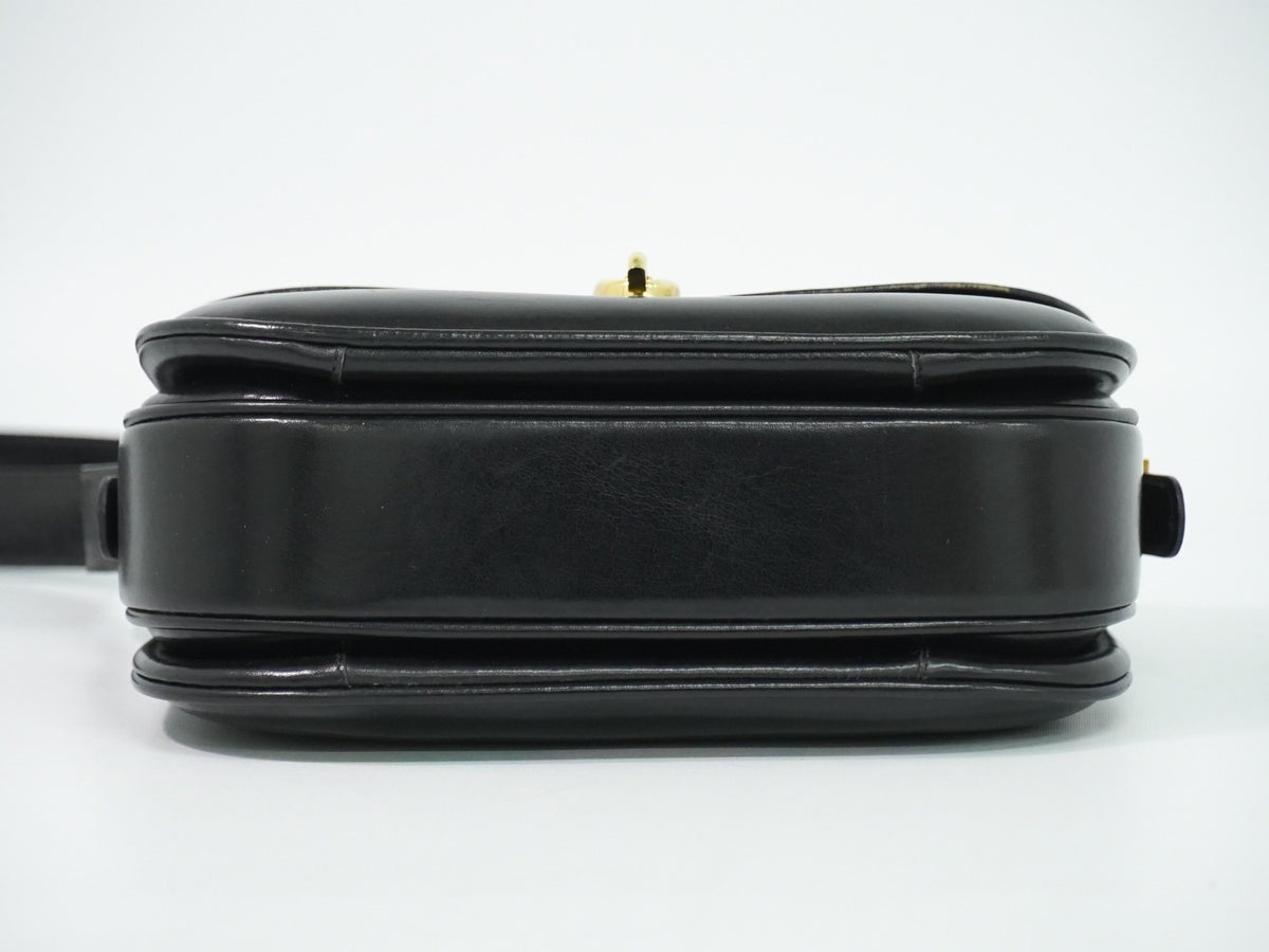 Celine Shoulder Leather, Black, Leather, Shoulder Bag