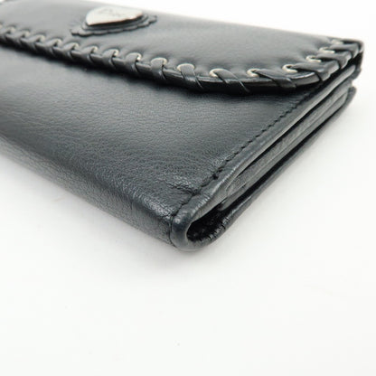 Christian Dior Trotter / Heart Motif Wallet Leather, Black, Leather, Wallet