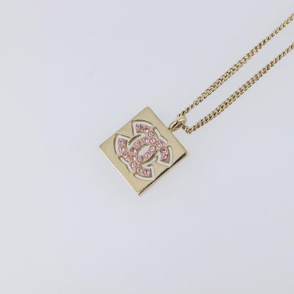 Chanel Square CC Pendant Metal, Gold, Metal, Necklace