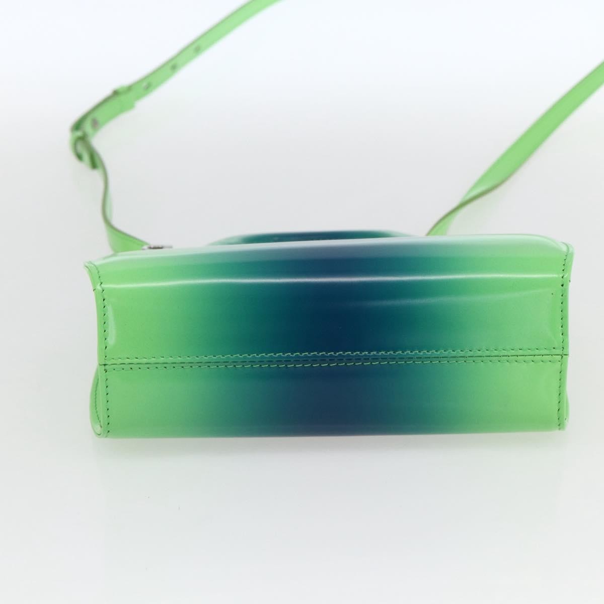 Salvatore Ferragamo Wanda Top Handle Shoulder Gradient Leather, Green, Patent Leather, Handbag