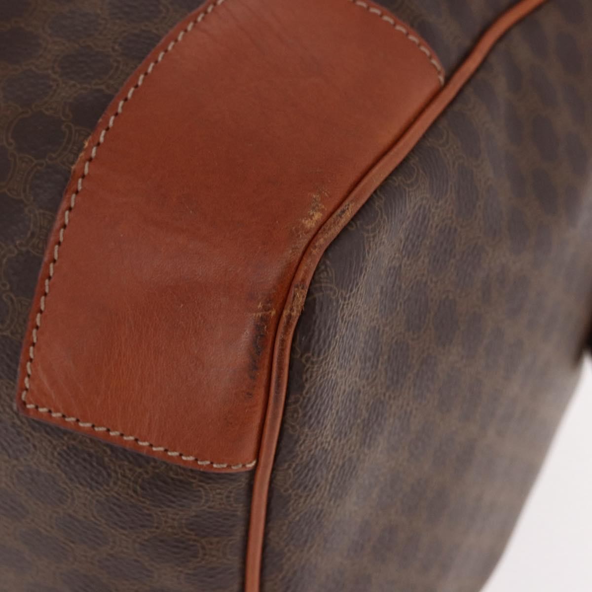 Celine Vintage Duffle Macadam Coated Canvas, Brown, Canvas, Handbag