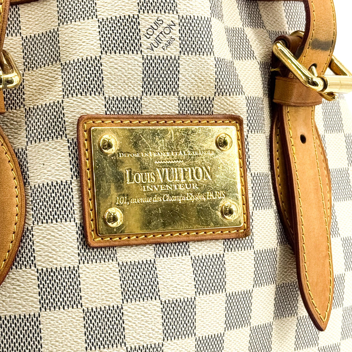 Louis Vuitton Hampstead Damier Ebene, White, Canvas, Tote Bag