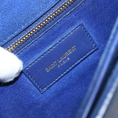 Saint Laurent Chyc Flap Leather, Blue, Leather, Shoulder Bag
