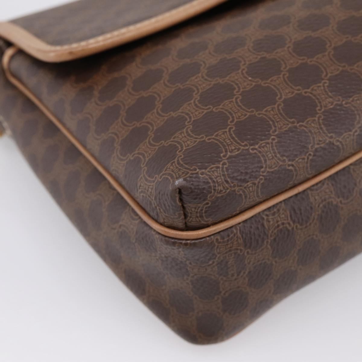 Celine Macadam Leather, Brown, Canvas, Shoulder Bag
