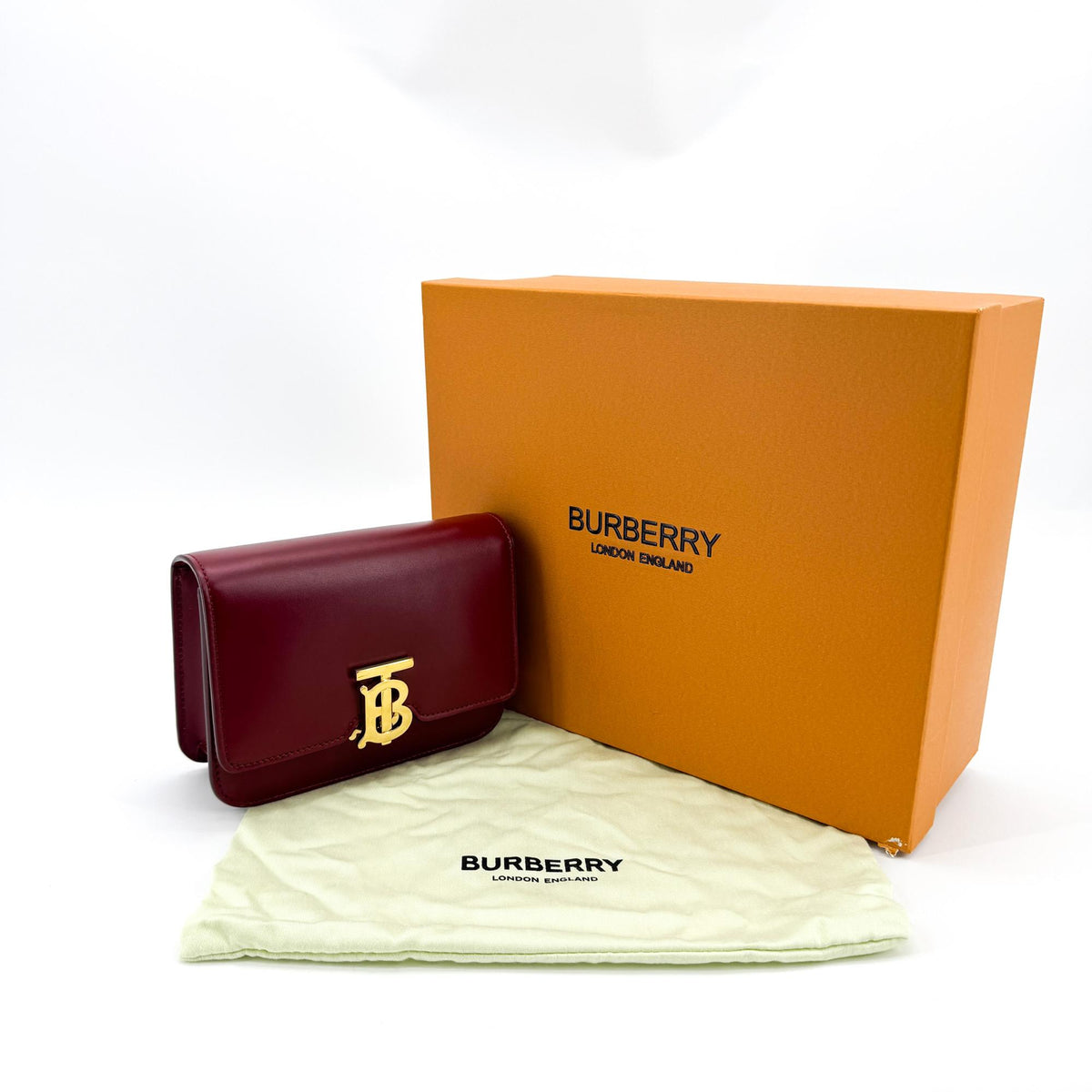 Burberry TB Flap Leather, Red, Leather, Handbag