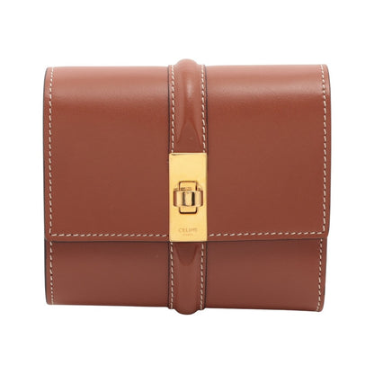 Celine 16 Trifold Leather, Brown, Leather, Wallet