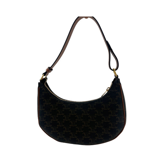 Celine Ava Triomphe Canvas, Brown, Leather, Shoulder Bag