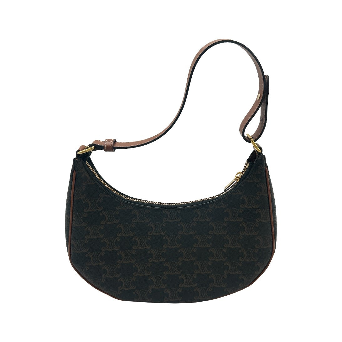 Celine Ava Triomphe Canvas, Brown, Leather, Shoulder Bag