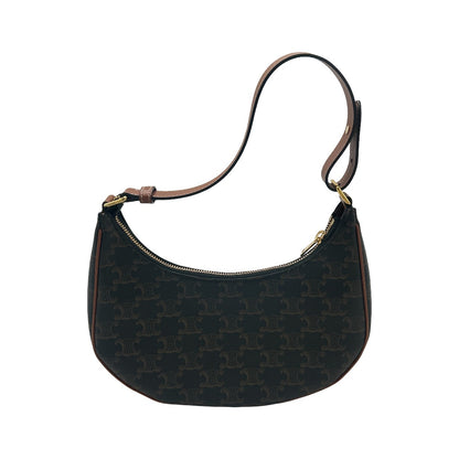 Celine Ava Triomphe Canvas, Brown, Leather, Shoulder Bag