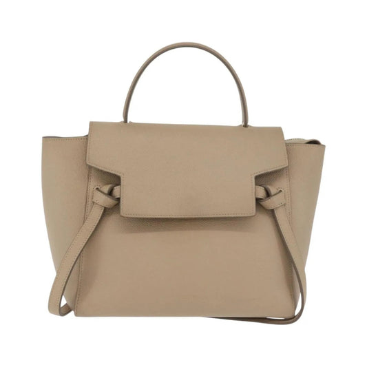 Celine Belt Calfskin, Beige, Leather, Handbag
