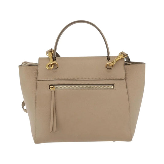 Celine Belt Calfskin, Beige, Leather, Handbag