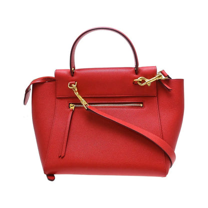 Celine Belt Calfskin, Red, Leather, Handbag