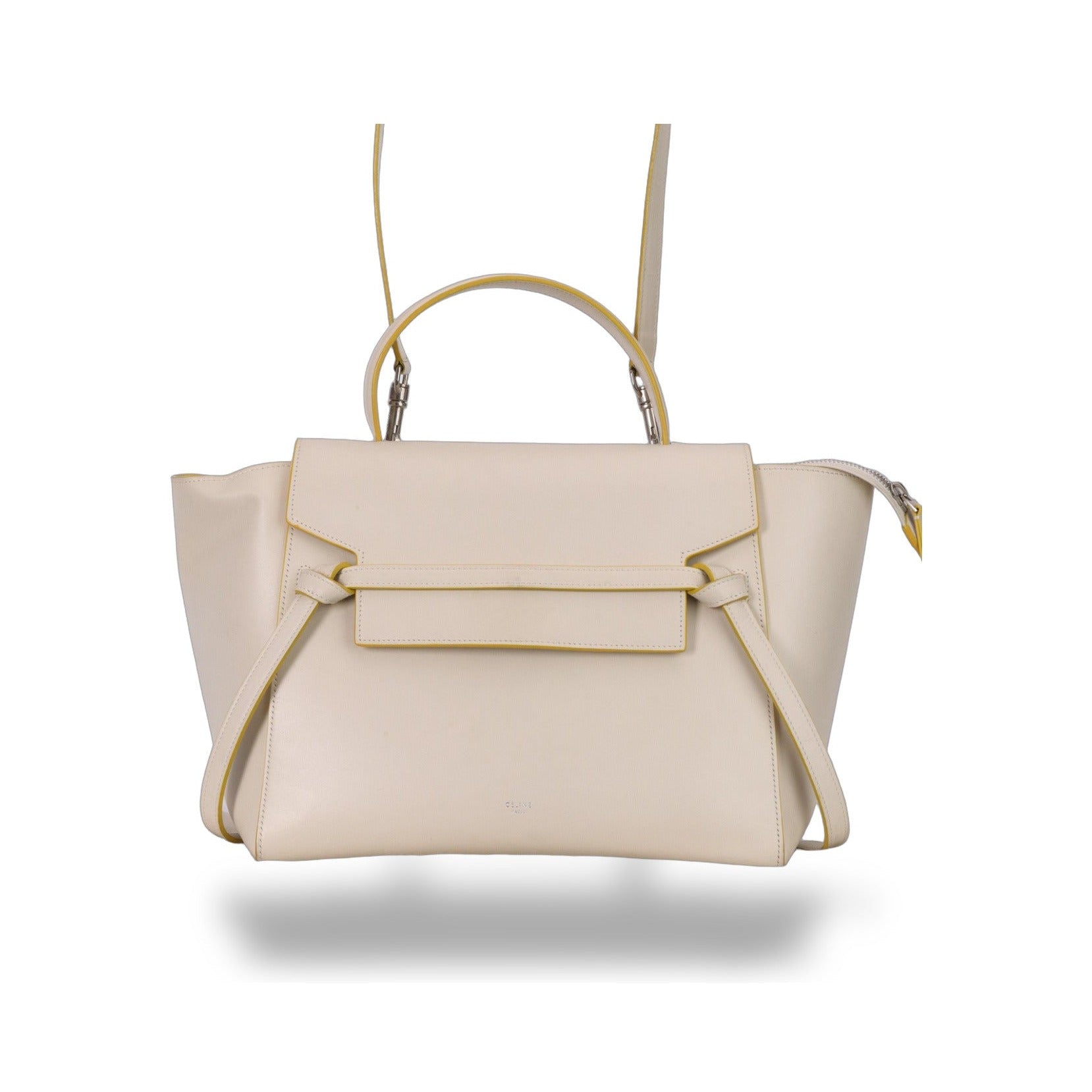 Celine Belt Calfskin, Beige, Calfskin, Handbag