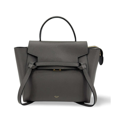 Celine Belt Calfskin, Gray, Leather, Handbag