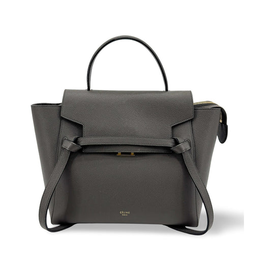 Celine Belt Calfskin, Gray, Leather, Handbag