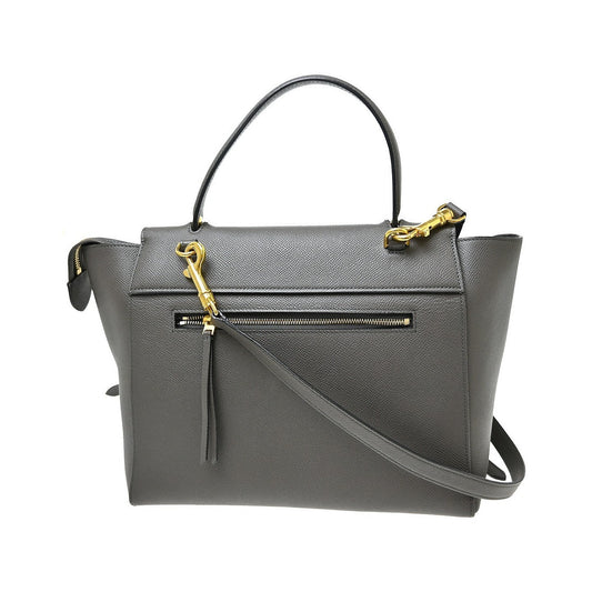 Celine Belt Leather, Gray, Leather, Handbag