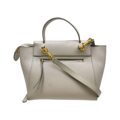 Celine Belt Textured Leather, Gray, Leather, Handbag