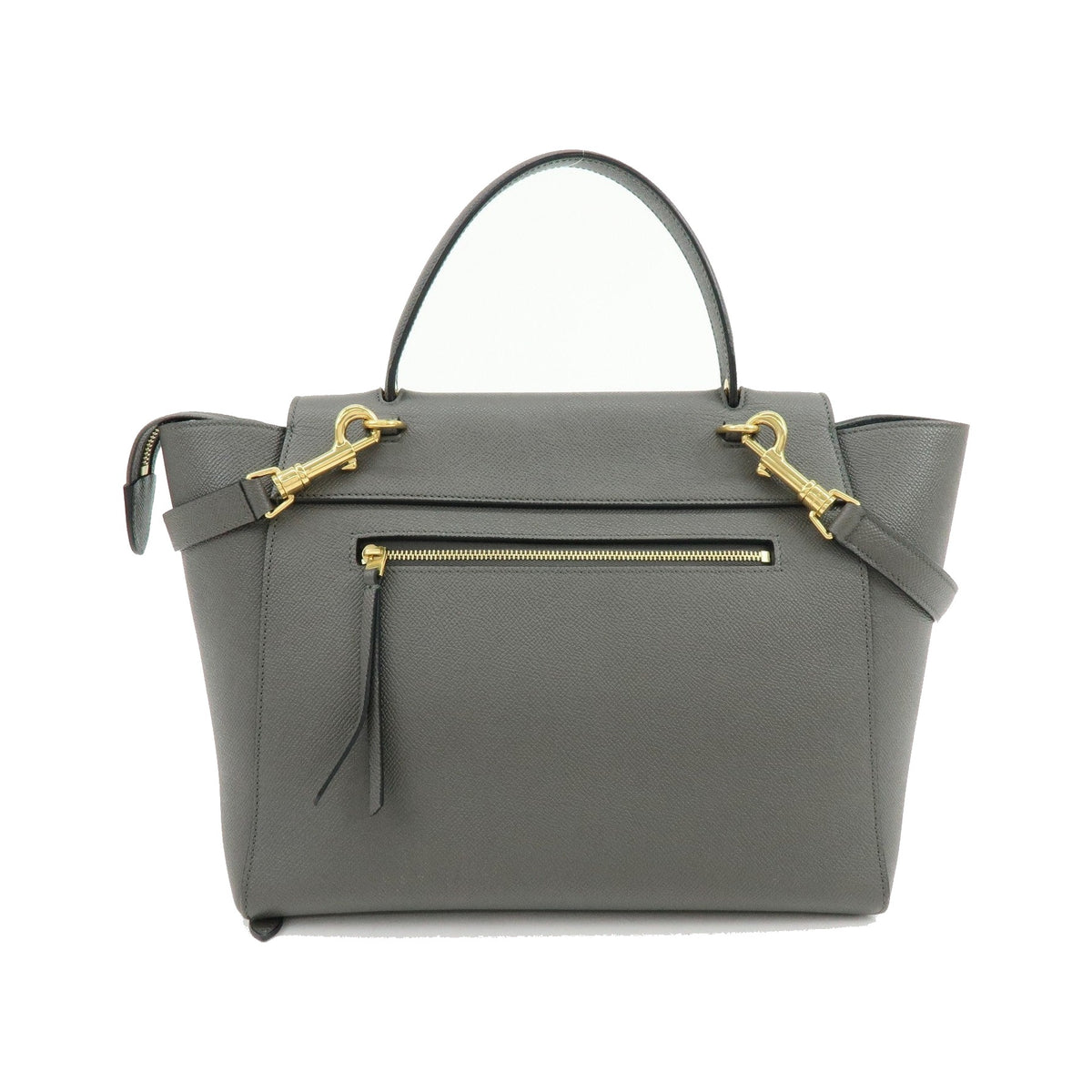 Celine Belt Textured Leather, Gray, Calfskin, Handbag