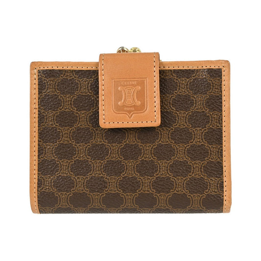Celine Bifold Triomphe Coated Canvas, Brown, PVC, Wallet