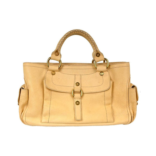 Celine Boogie Calfskin, Yellow, Leather, Handbag